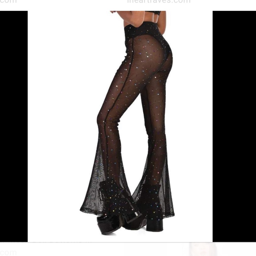 iHeartRaves rainbow star mesh bell bottoms
